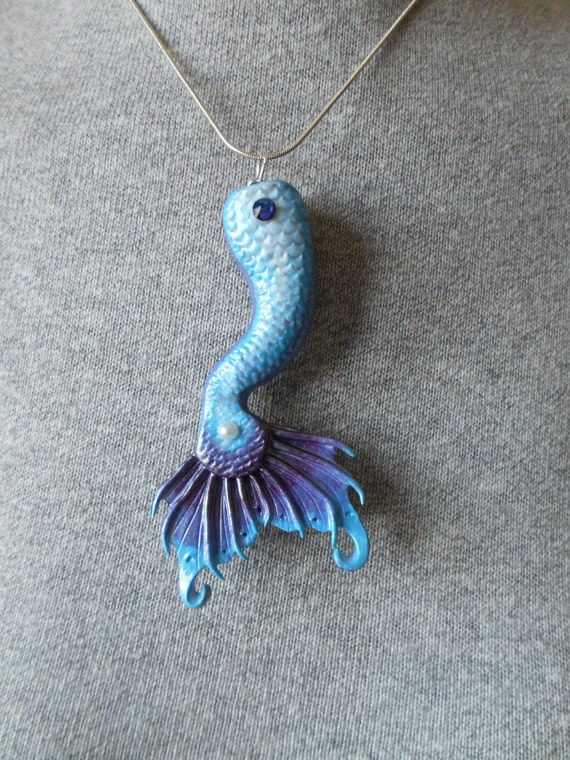 blue purple mermaid tail pendant, mermaid accessories, mermaid jewelry, at the beach, summer jewelry, summer pendant, gift for new mermaid