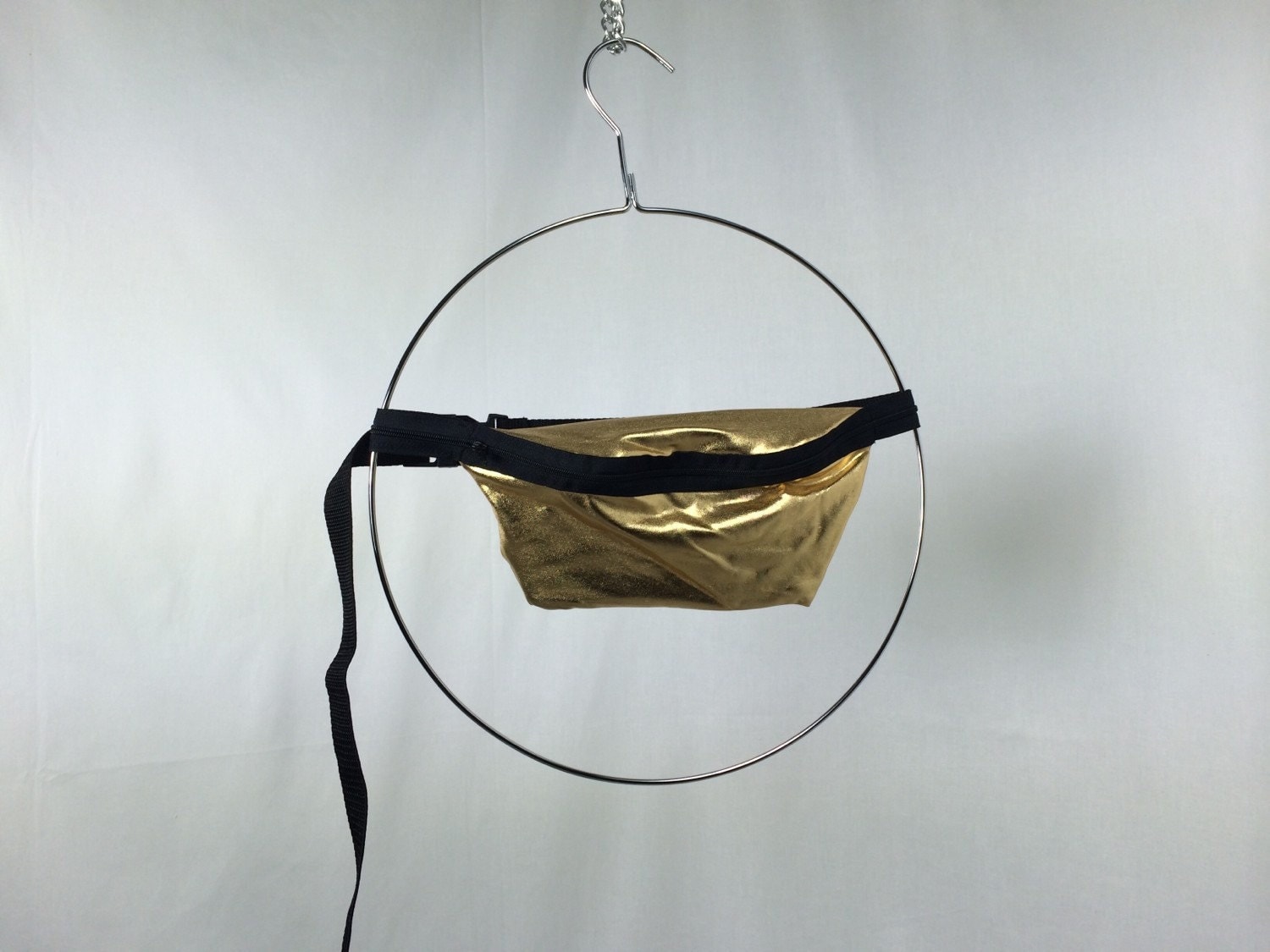 SALE Gold Metallic Fanny Pack / Fun Hip Bag / Adjustable Strap