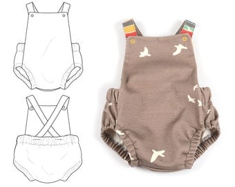 Summer romper sewing pattern // instant download // photo tutorial // sizes preemie to 3T // #87