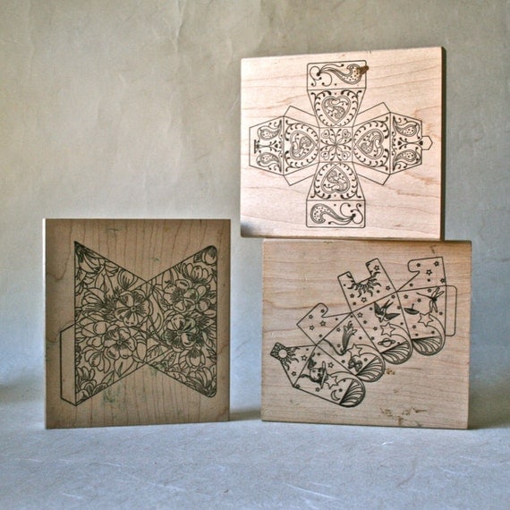 Rubber Stamp Blocks to Create Tiny Gift or Favor Boxes