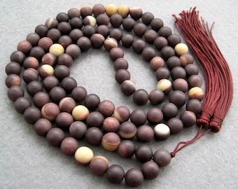 8mm Stone Tibetan Buddhist Prayer Beads Mala Necklace ZZ028