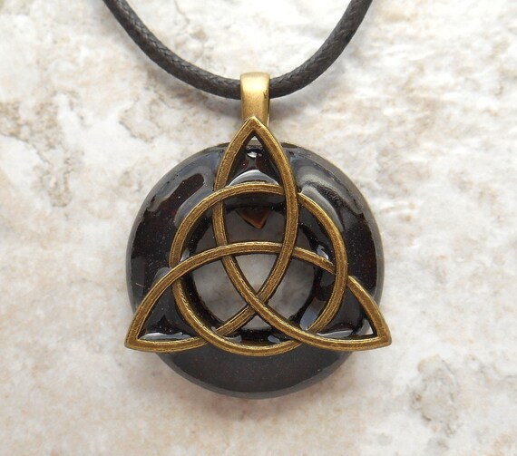 triquetra necklace: rusty mens jewelry celtic by NatureWithYou