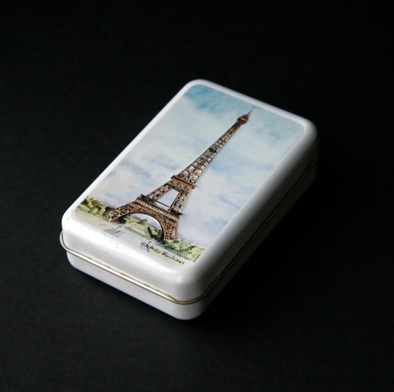 Vintage French Paris Tin Metal Box Case Cigarette Holder by misele