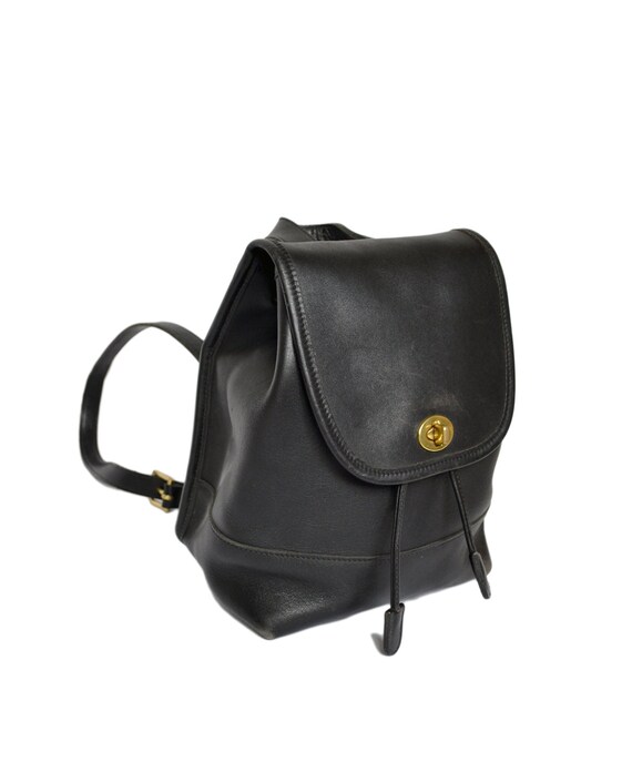 coach small black leather backpack