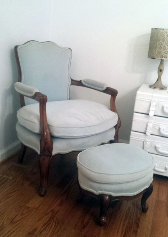 Antique Chair and Ottoman Bedroom Chair Accent Chair Shabby Chic Chair ...