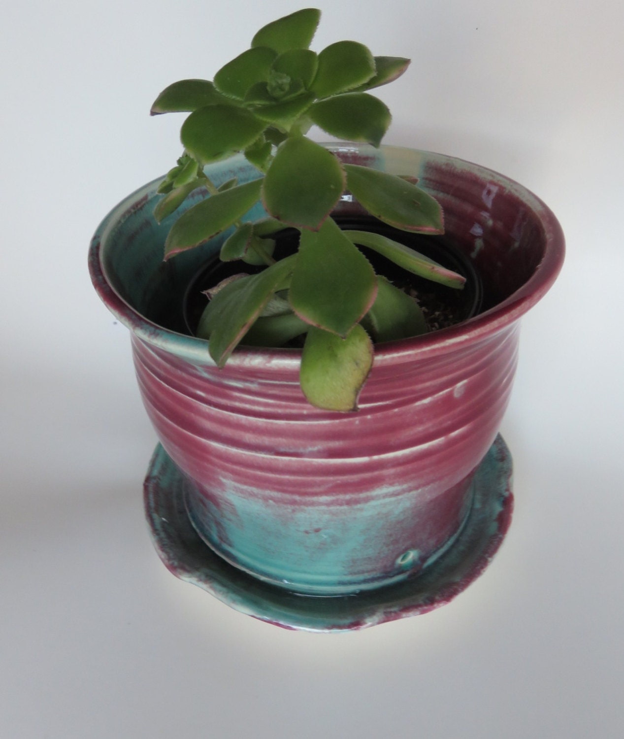 Pottery Plant pot with drain holes and its by NancyBloklandPottery