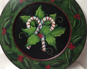 candy cane and holly plate