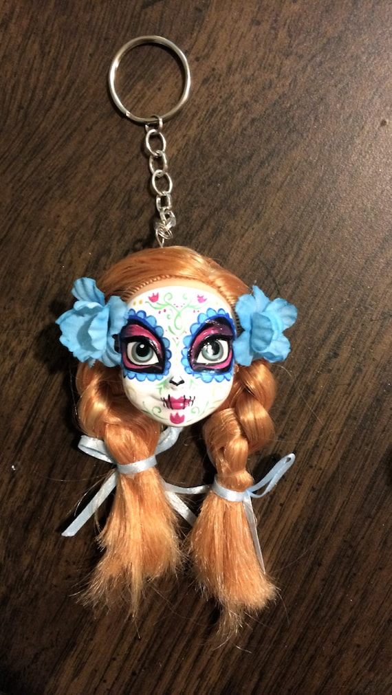 Items similar to Sugar Skull Doll Head Keychain,Keychain,Day of the