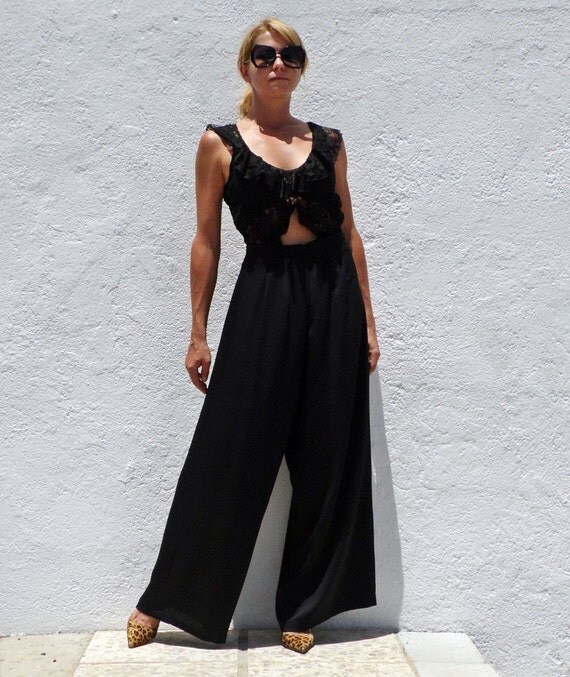 black wide leg palazzo pants