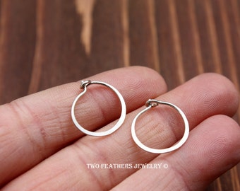 Sterling Silver Hoop Earrings - Silver Hoops - Small Hoop Earrings - Minimalist Jewelry - Modern Silver Jewelry - Two Feathers Jewelry