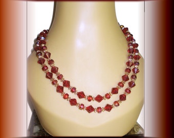 Vintage Beaded Necklace Orange Rust Plastic Beaded Necklace