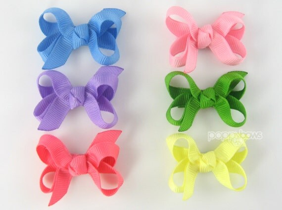 Baby Hair Bow Set 6 Pack Extra Small Boutique Bow in Bright
