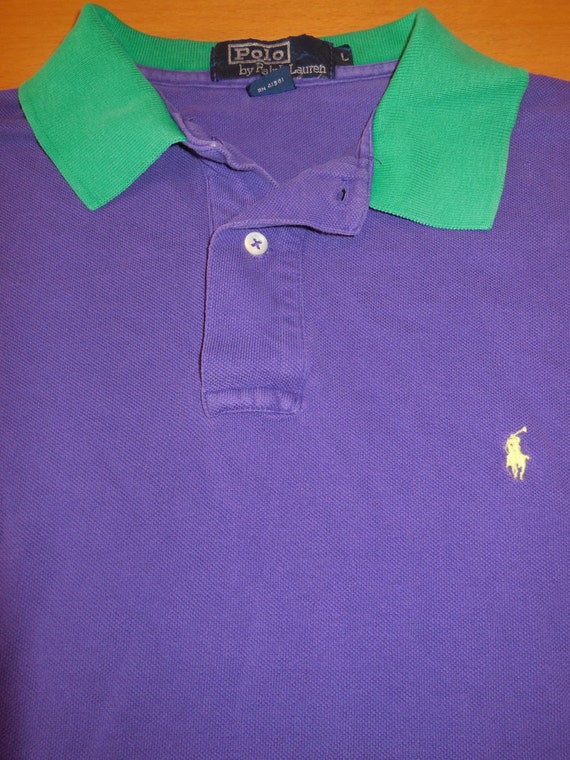 Items similar to Polo T shirt green and purple on Etsy