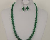 Necklace & Earring Set, 20" long, Malay Jade Gemstone Beads