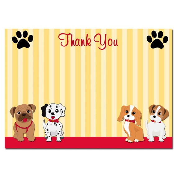 Puppy Dog Thank You Note Printable Instant Download Sit