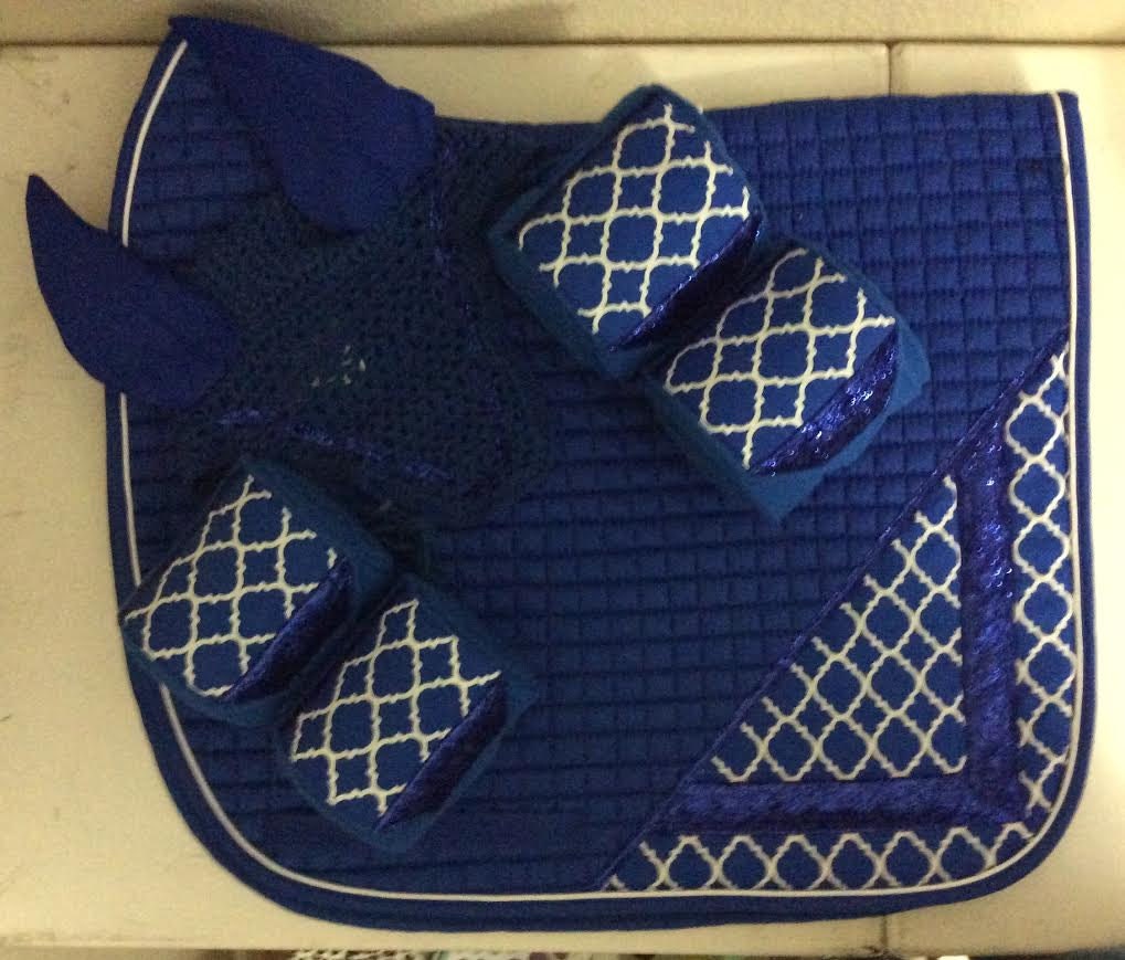 Custom Dressage Saddle Pad Fly & Polo Wraps Set