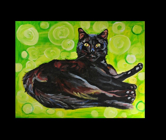 Original Acrylic Painting Black Cat by TwistedVictoria on Etsy
