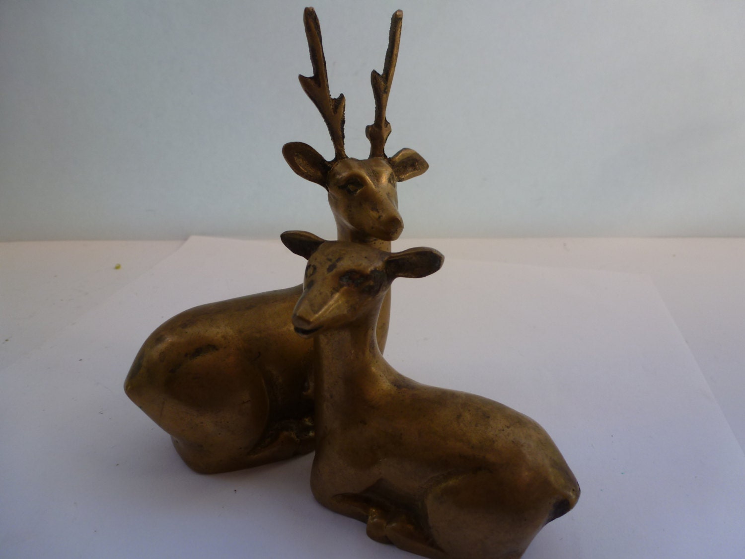 solid brass deer 2 deer figurines 1 buck and 1 by solid brass deer 2 deer figurines 1 buck and 1 by