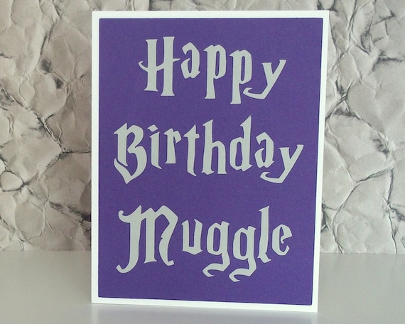 Items similar to Happy Birthday Muggle-Blank Inside- Royal Purple Card ...