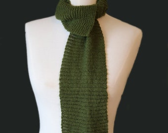 Skinny Mohair Mossy Bottom Scarf in Green