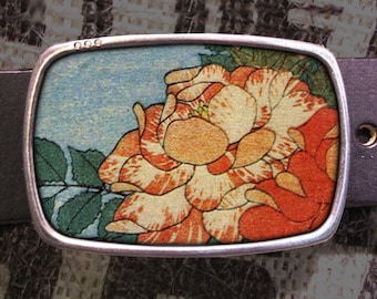 Vintage Peony Belt Buckle, Vintage Inspired, Shabby Chic 541