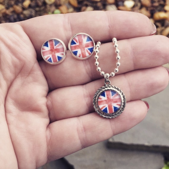 Union Jack british flag earring and by SoBeautifullyBroken on Etsy