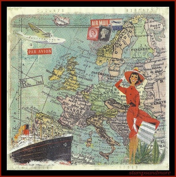 4 Europe Map Paper Decoupage Napkins Use For Crafts Mixed