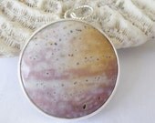 Sterling Silver Blue Fancy Ocean Jasper Pendant Necklace Simple Elegant