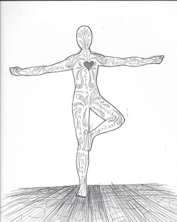 Yoga drawing tree pose