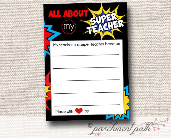 All About My Super Teacher Printable Teacher by parchmentpath