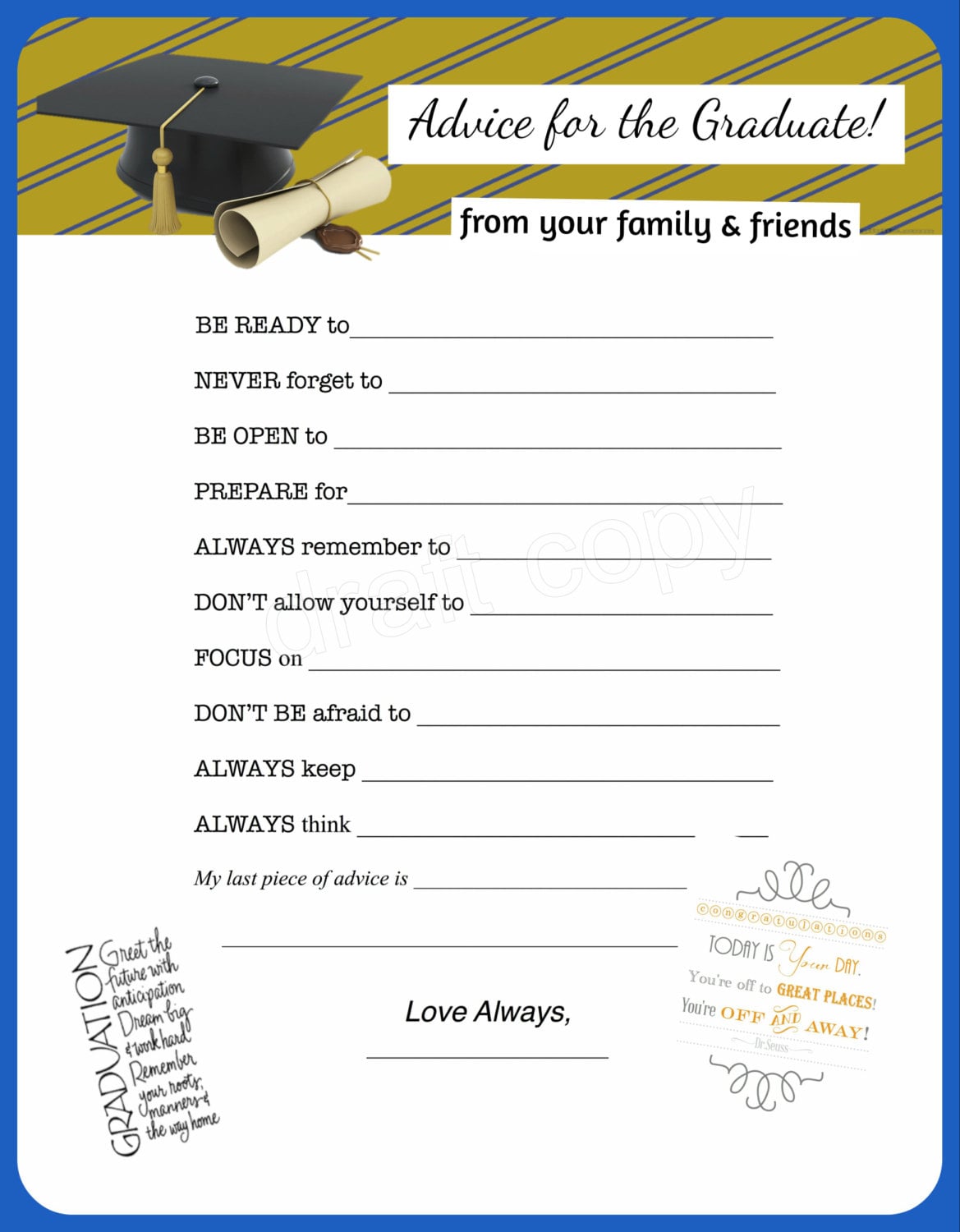 Advice For The Graduate Cards Free Printable Printable Templates