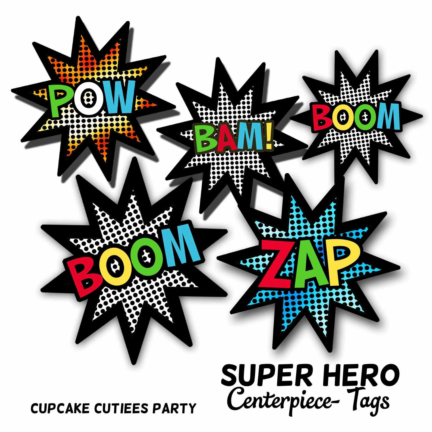 Super Hero CUT OUTS Digital Large by CupcakeCutieesParty on Etsy