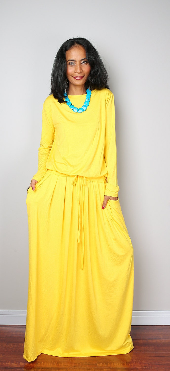 Yellow Maxi Dress Long Sleeve Yellow dress : MODEST
