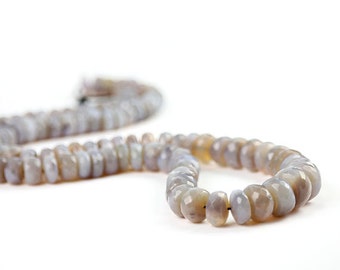 Lighting Ridge Opal Micro Faceted Rondelles Grey Purple Opal Australian Semi Precious Gemstone