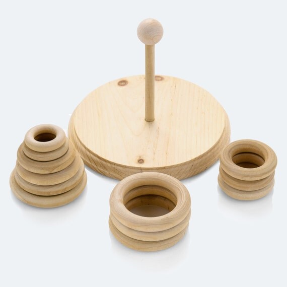 Montessori wooden stacking rings for babies and by bellascasa