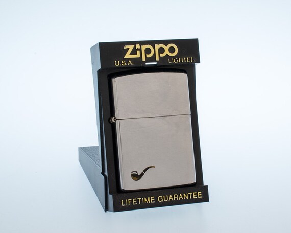 Working 1993 Zippo Brushed Chrome Pipe Lighter With Original working 1993 zippo brushed chrome pipe lighter with original
