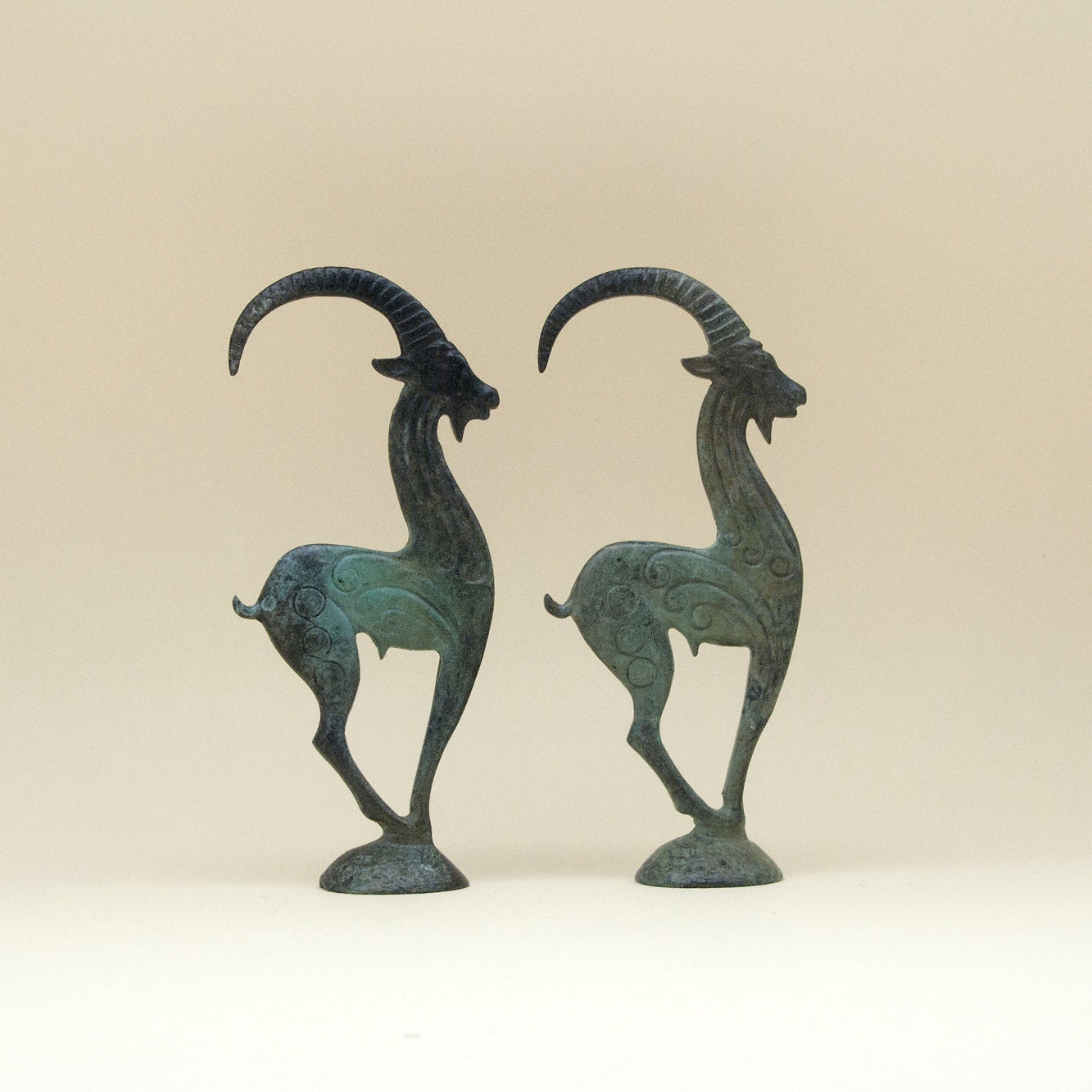 Wild Goat Ibex Bronze Metal Sculpture