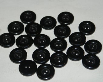 100 pcs Small 2 Hole Shiny Black Buttons BKB294