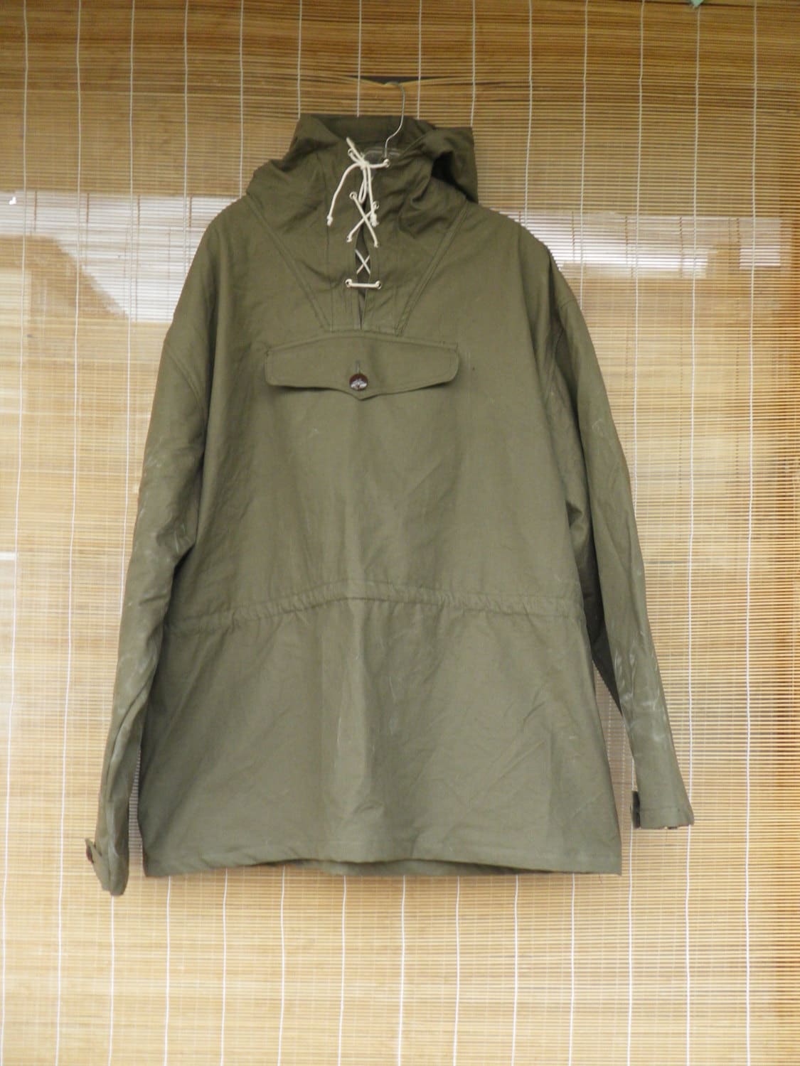 Vintage Military Green Canvas Pullover Anorak Parka Smock Size