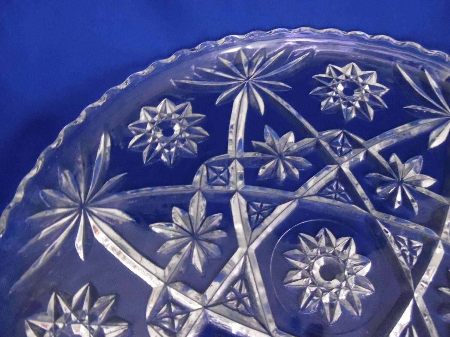 LARGE Serving Plate Clear Pressed Glass Anchor by TheMichiganAttic