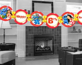 YOU PRINT Lilo and Stitch Birthday Banner, DIGITAL Lilo and Stitch Party Banner