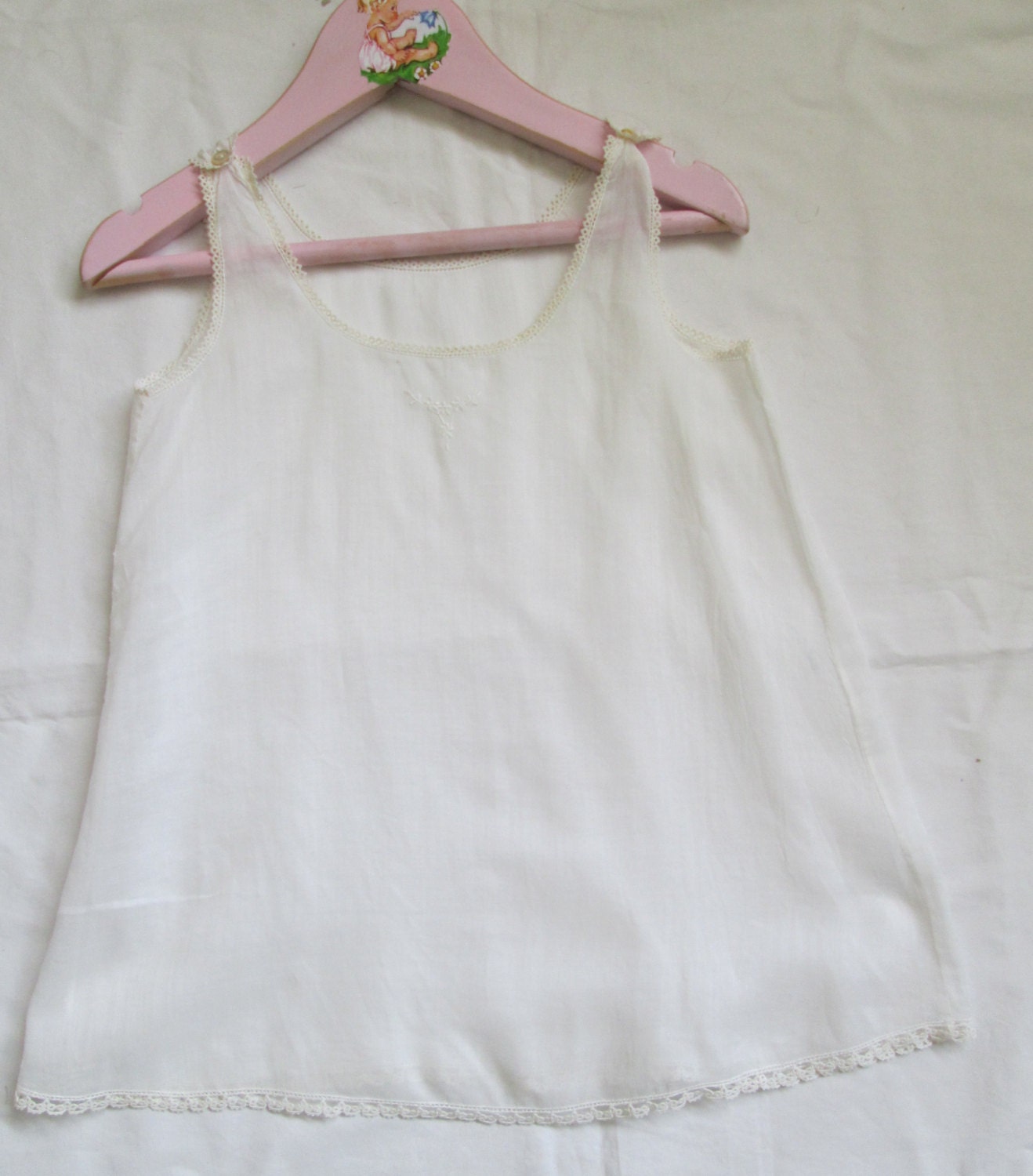 Vintage Baby Toddler Slip for Dress White Cotton Lawn Picot