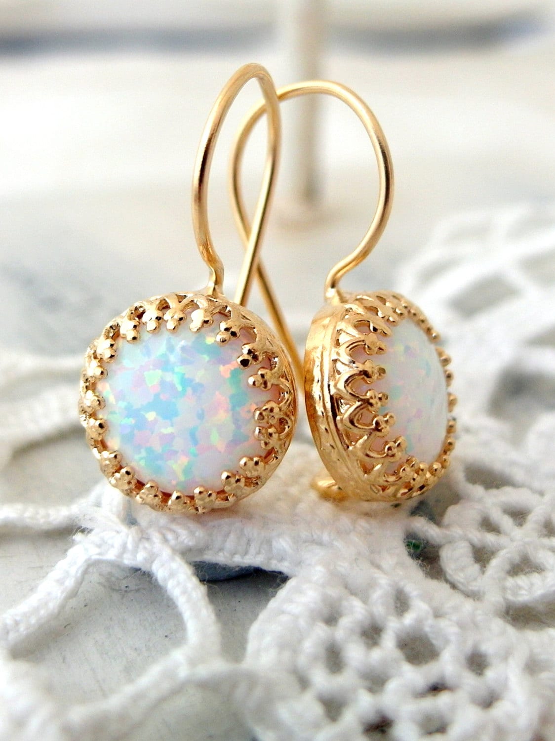Opal earrings White opal stud earrings Opal stud earrings
