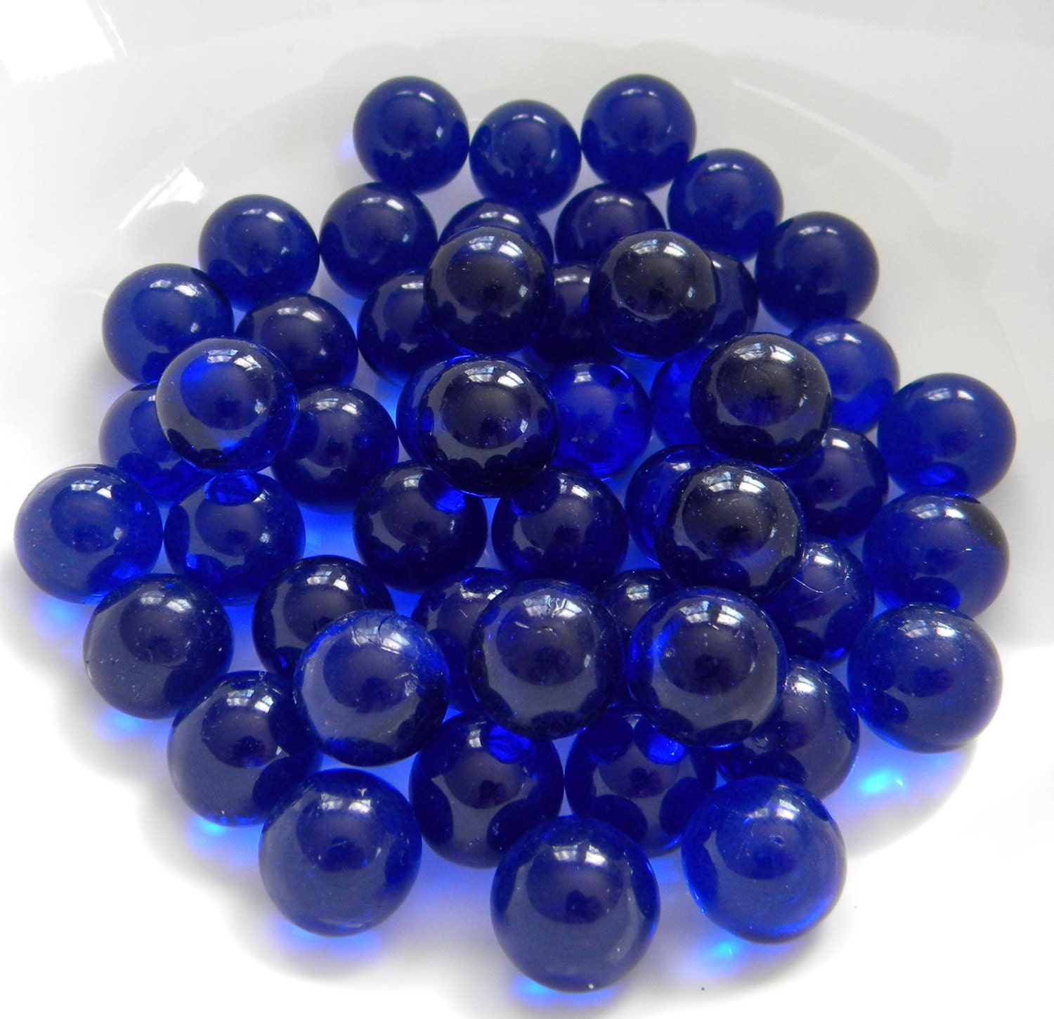 50 ROUND Glass Gems COBALT BLUE for Crafts