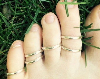 Silver or Copper Toe Ring Set - Toe Ring Sterling Silver - Toe Ring Adjustable - Copper Toe Ring - Silver Toe Ring - Simple Toe Rings