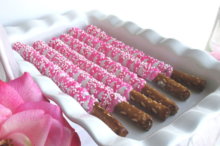 24 Pink Pretzels Chocolate covered pretzels chocolate