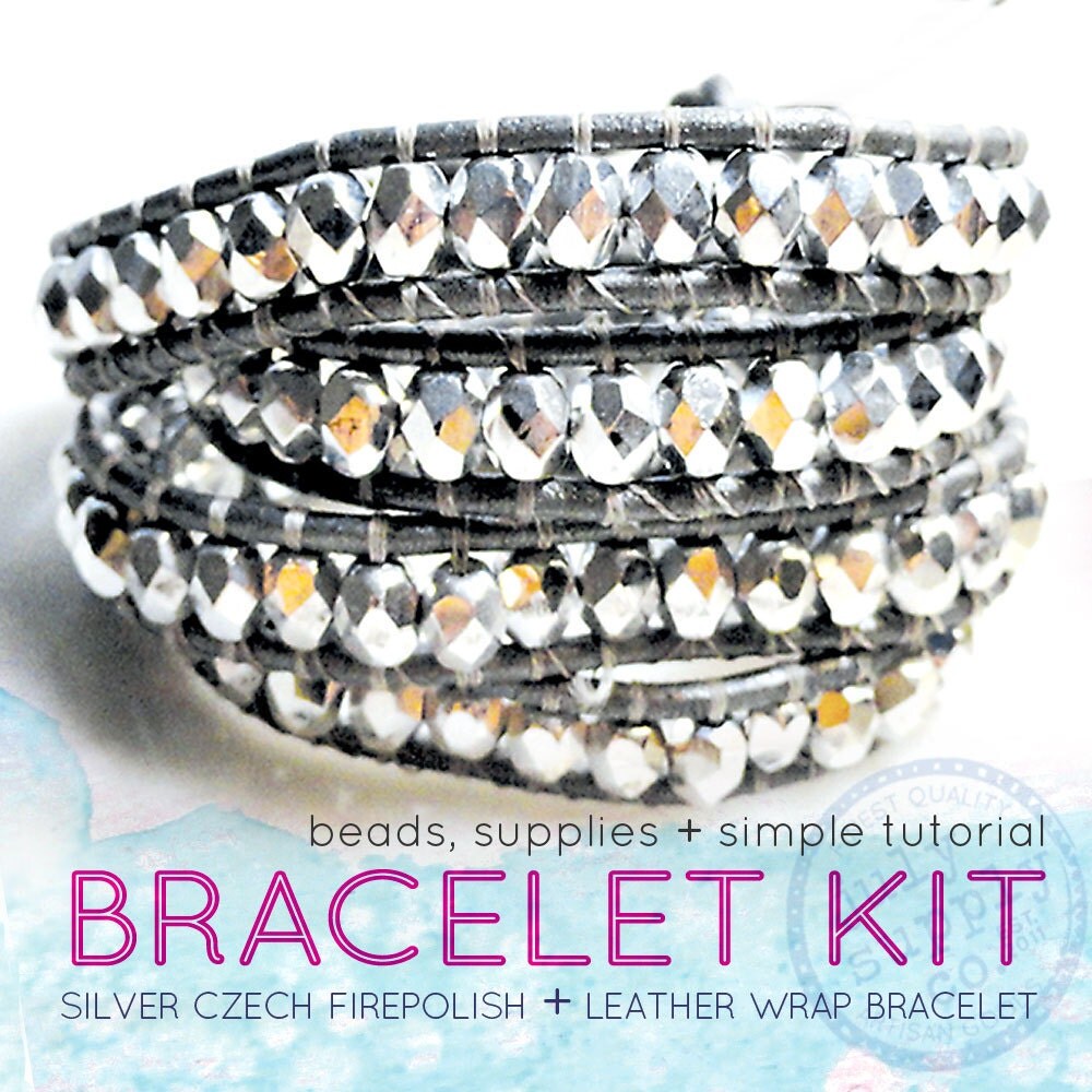 leather wrap bracelet kit silver beads silver by julysupply