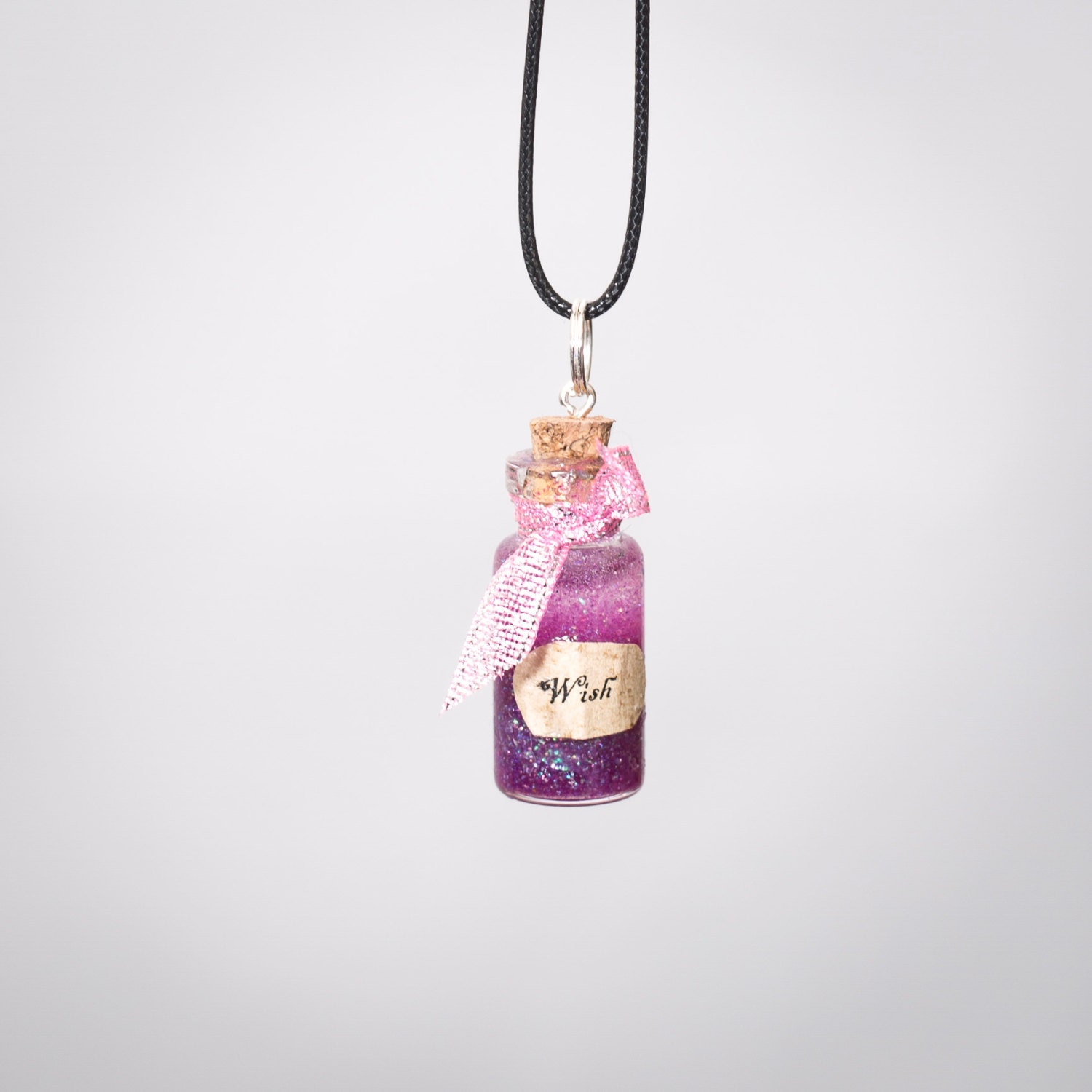 Wish potion Glitter Bottle charm Necklace by KimmisCorner on Etsy