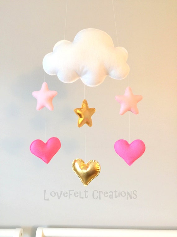 Baby mobile Heart mobile cloud mobile Stars by lovefeltmobiles