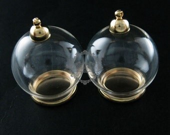 6pcs 30mm round 14K light gold plated bulb vial glass bottle with 20mm open mouth DIY pendant charm supplies 1850231